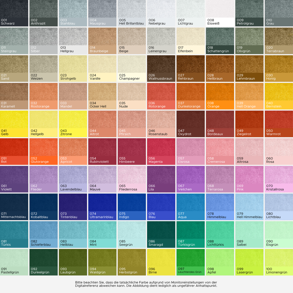Farbübersicht Schmutzfangmatte Premium | Info
