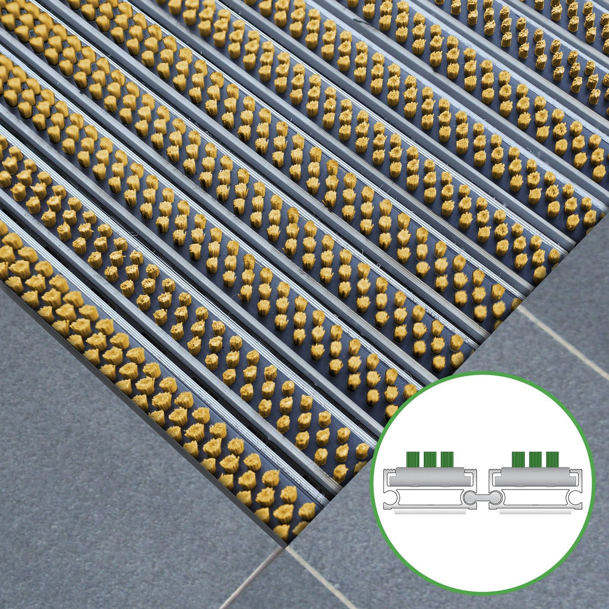 Eingangsmatte ALUFLOW - Bürsten-Einsatz für Außenbereich - 3 Stärken - Zone 1