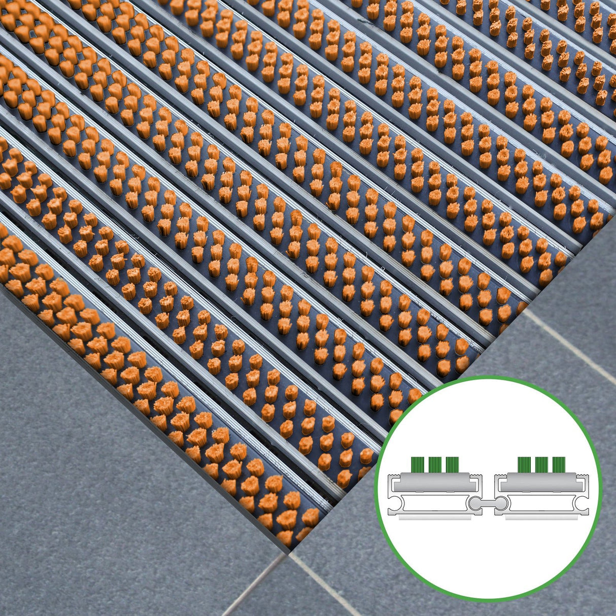 Eingangsmatte ALUFLOW - Bürsten-Einsatz für Außenbereich - 3 Stärken - Zone 1