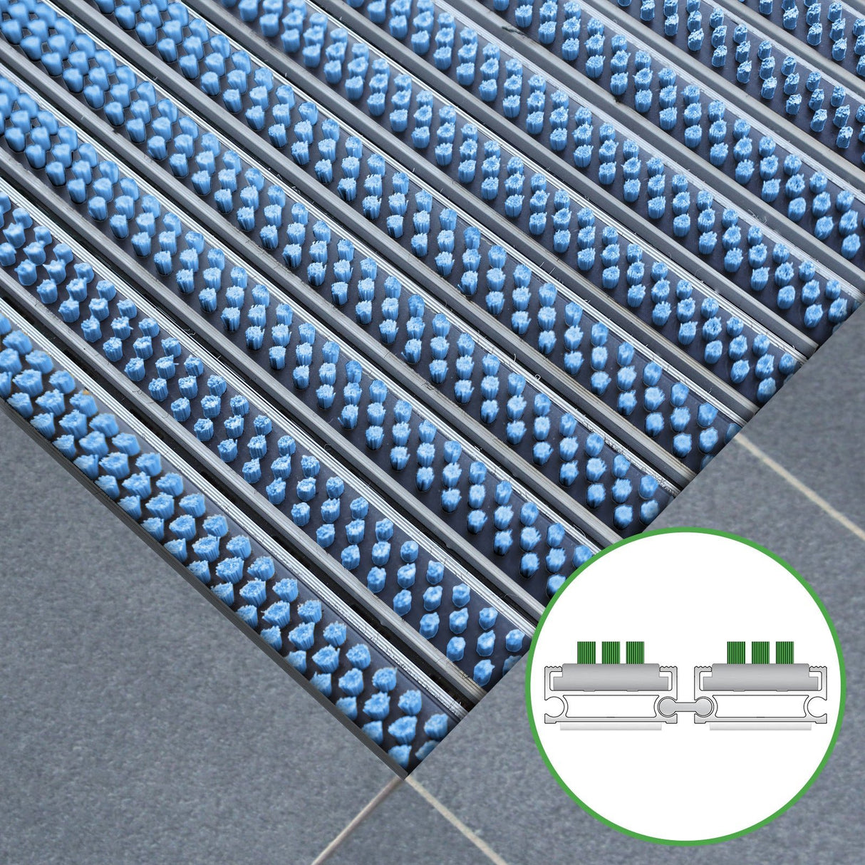 Eingangsmatte ALUFLOW - Bürsten-Einsatz für Außenbereich - 3 Stärken - Zone 1