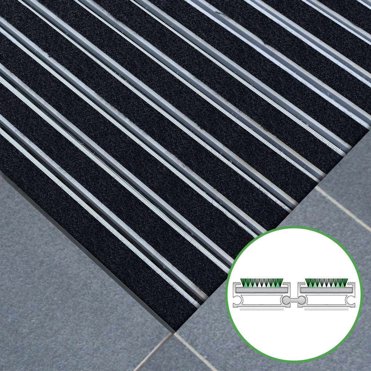 Eingangsmatte ALUFLOW - Teppich-Einlage für Innenbereiche - 3 Stärken - Zone 3 Länge: 83cm x Breite: 100cm [ID:1786454124903]