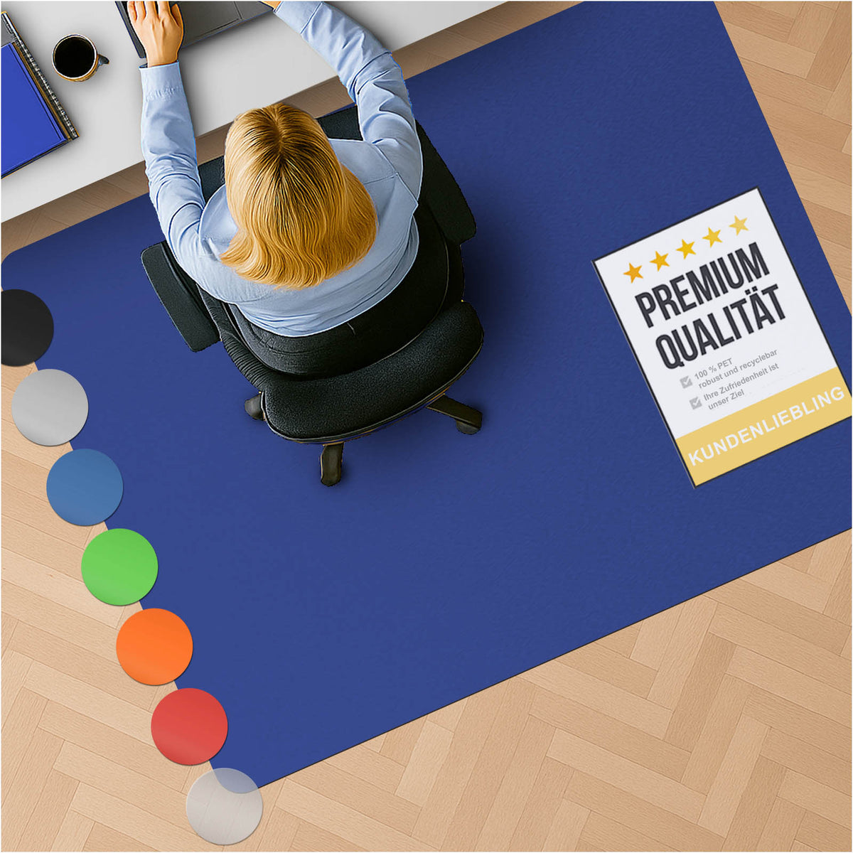 Tapis de protection de sol CHROMA pour sols durs - une touche de couleur au bureau