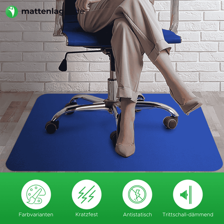 Anwendungsbild der Bodenschutzmatte Chroma mit den Eigenschaften "Farbvarianten, Kratzfest, Antistatisch und Trittschall-dämmend"