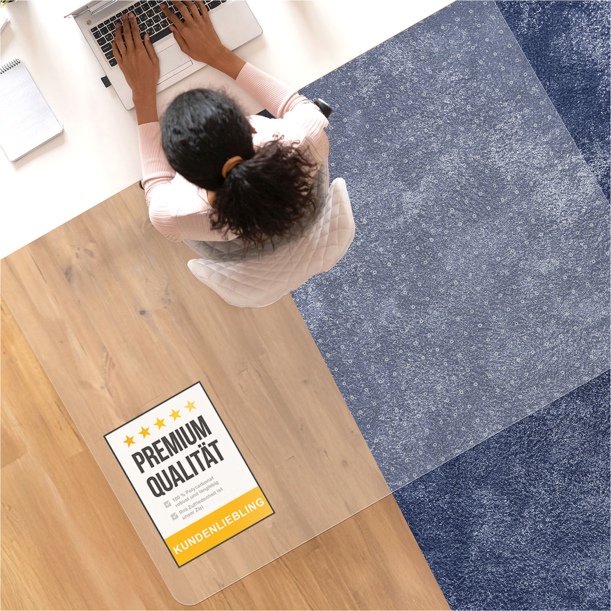 Floor protection mat for office chairs - transparent for hard floors or carpets - ECO Premium