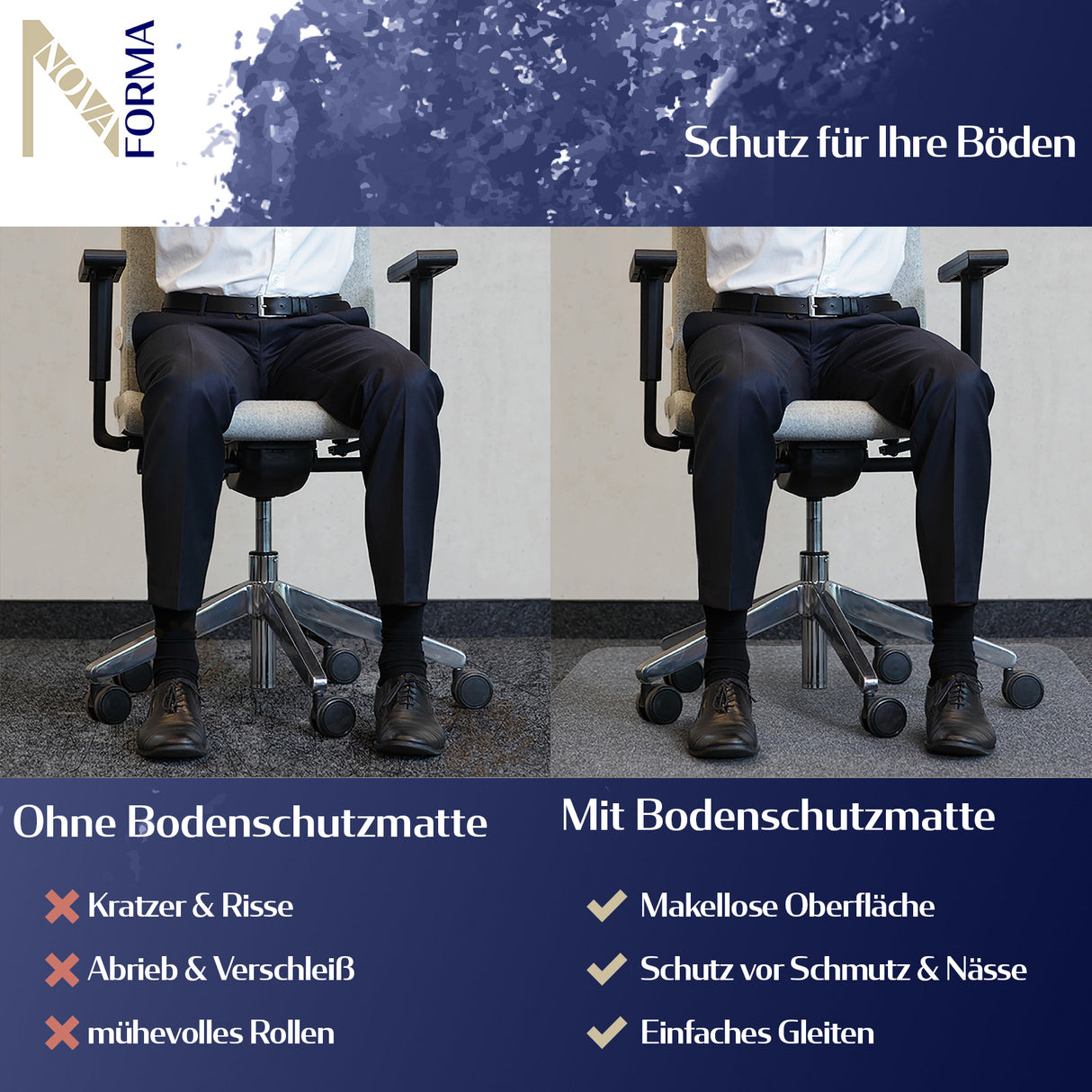 Bodenschutzmatte DURA-MAT - Transparent - Für Teppichböden