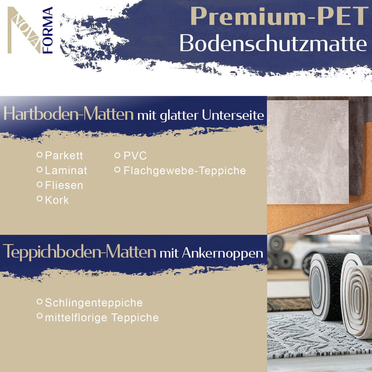 Bodenschutzmatte DURA-MAT - Transparent - Für Teppichböden