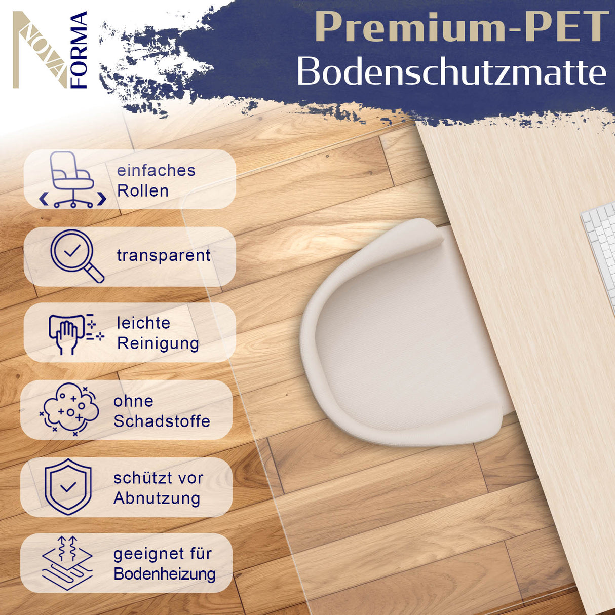 Bodenschutzmatte DURA-MAT - Transparent - Für Teppichböden