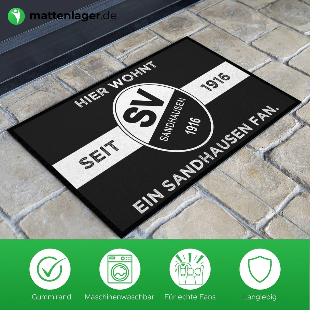 SVS FANMATTE - Hier wohnt ein Sandhausen Fan | Schwarz/Weiß
