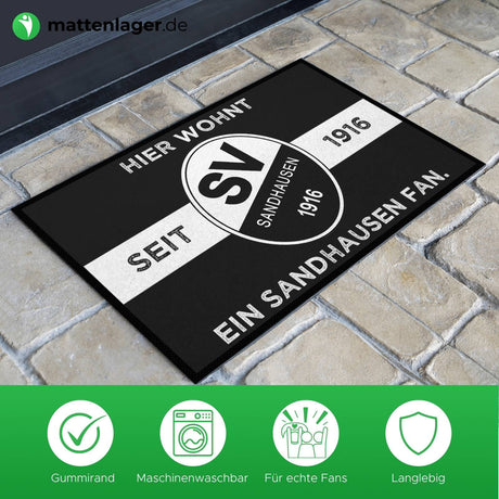 SVS FANMATTE - Hier wohnt ein Sandhausen Fan | Schwarz/Weiß