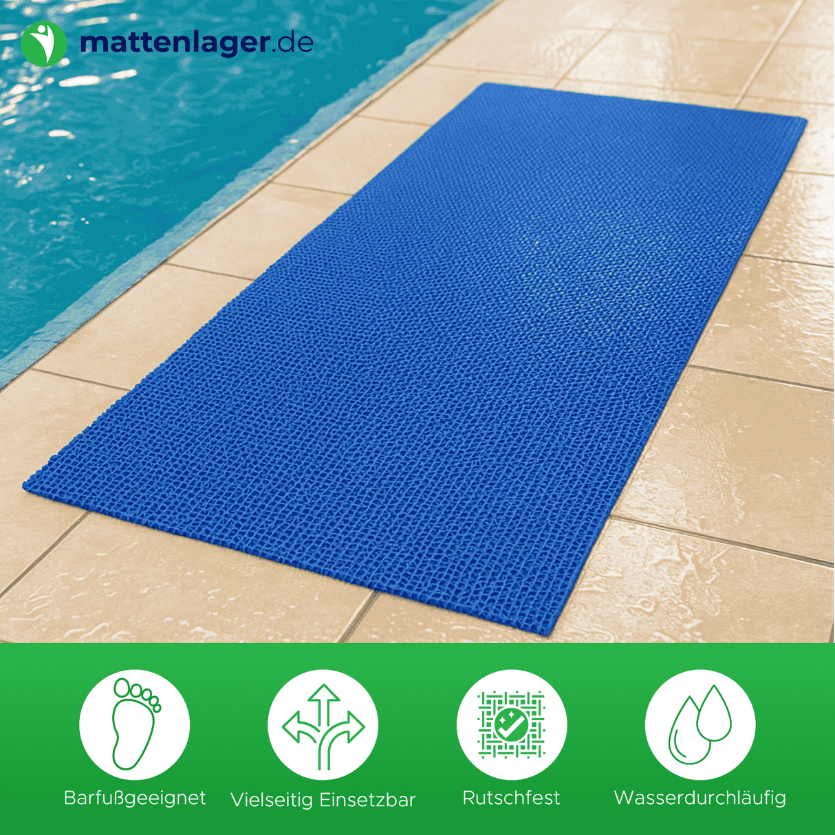 Hygienematte AQUA WAVE - rutschfest für Nassbereiche