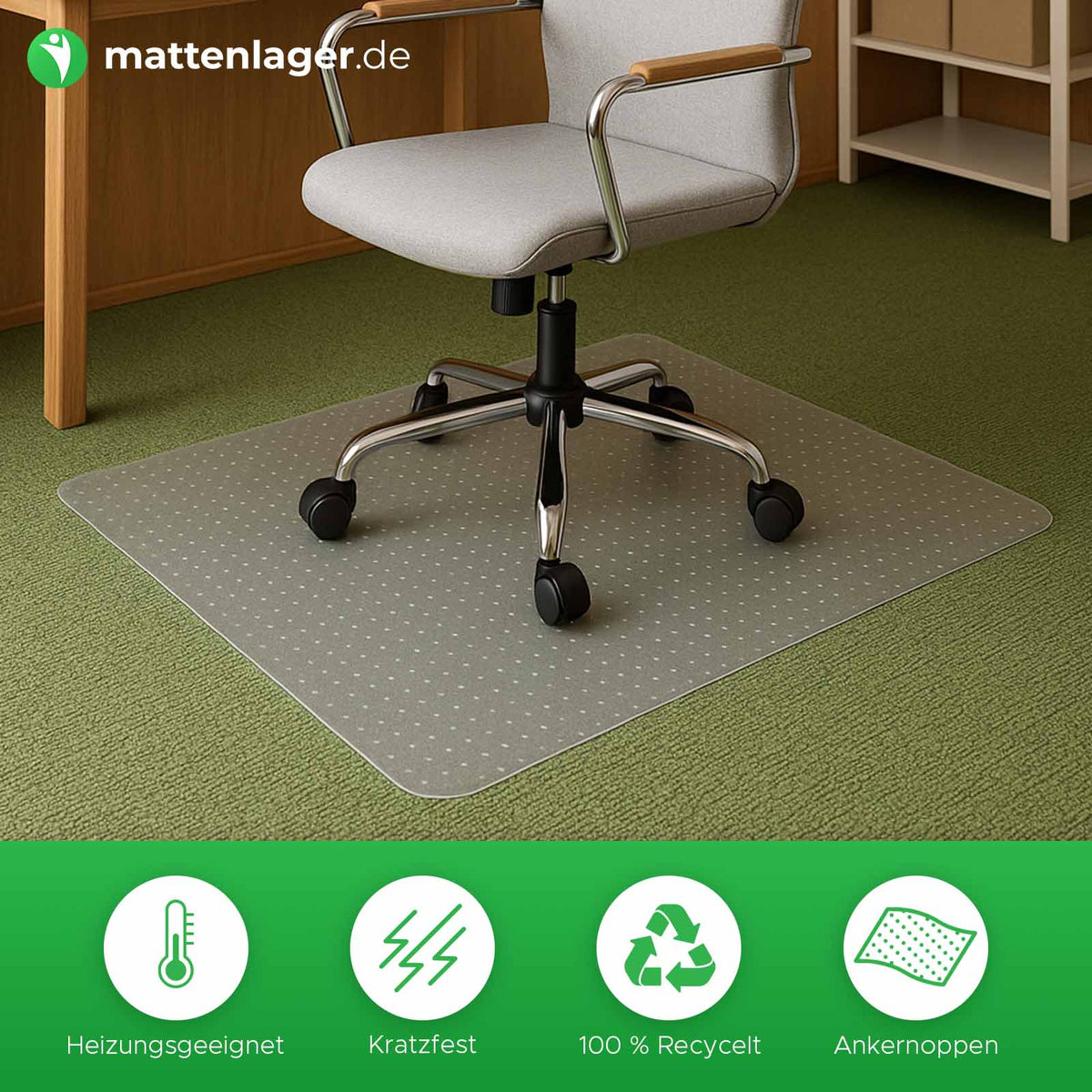 Carpet protector for ECO-MAT office chair made of PET – Mattenlager