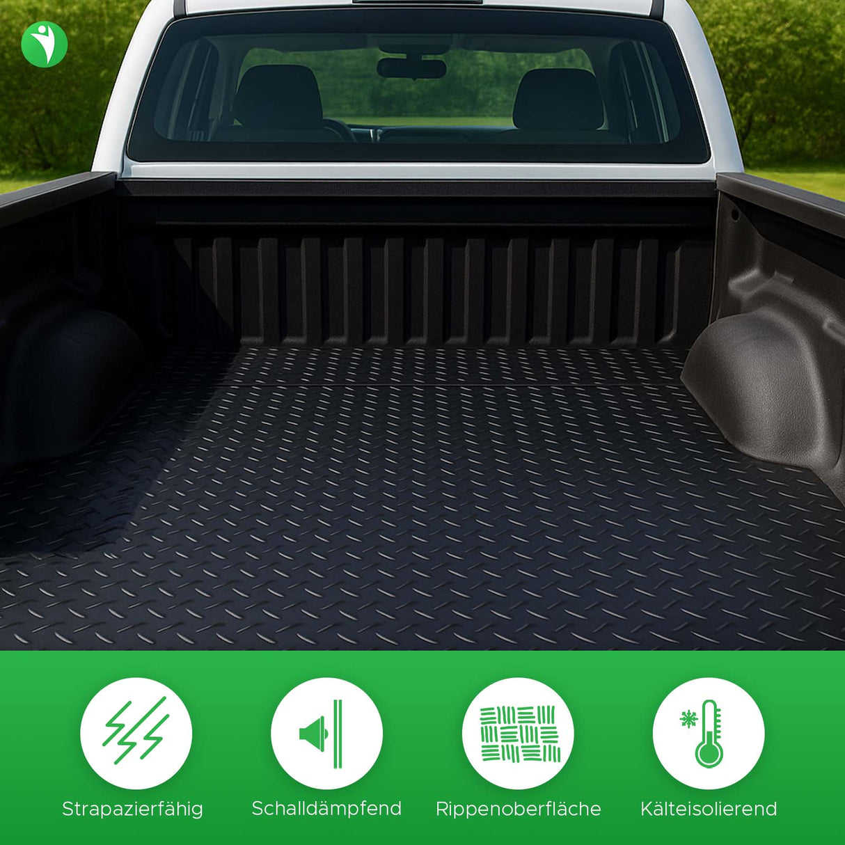 Gummimatte Dash in Anwendung als Unterboden für Pickup Truck Ladefläche