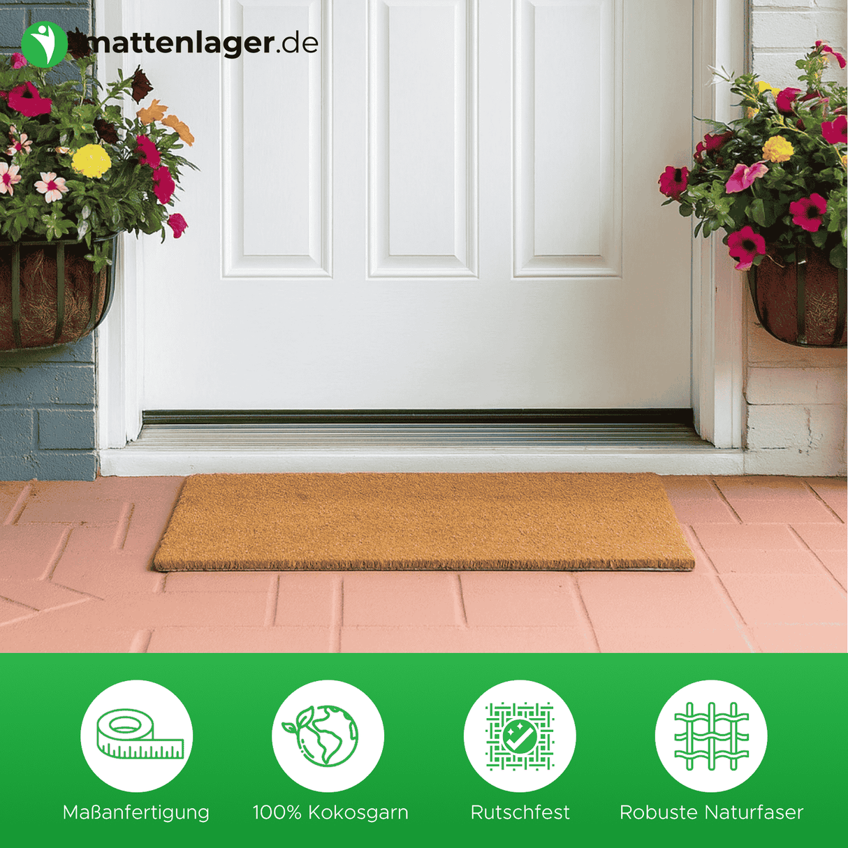 Kokosmatte COVE Zuschnitt Natur Anwendung