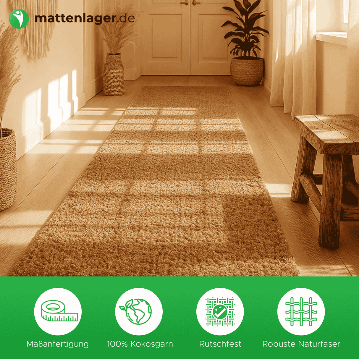 Kokosmatte COVE Rollenware Mattenlager Natur Anwendung