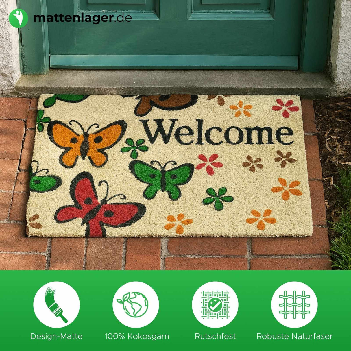 Kokosmatte NATURE TREND - Design FRÜHLING - 40x60 cm