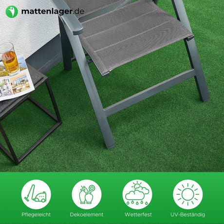 Kunstrasen FLAT - flacher Rasenteppich für Balkon und Terrasse