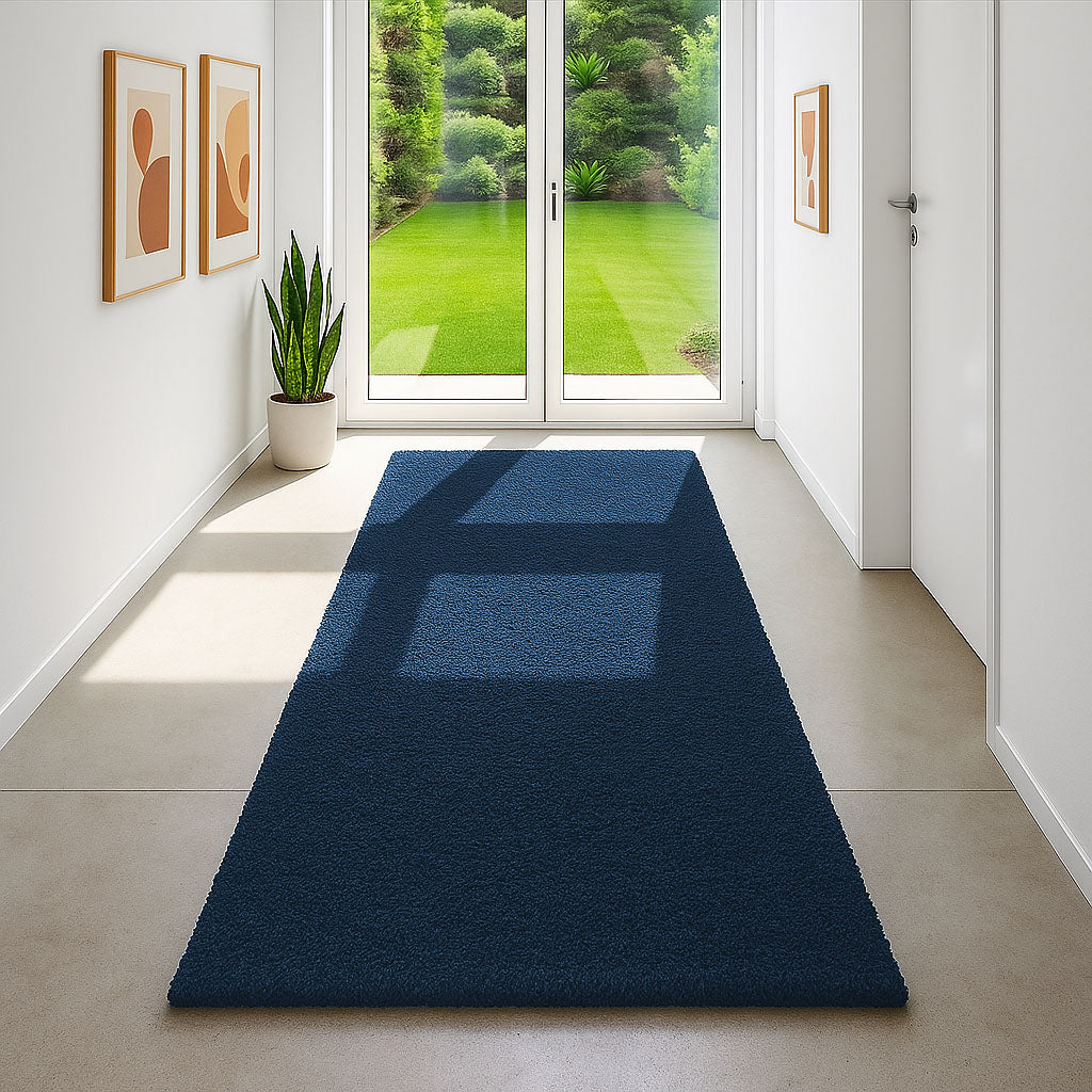 Kokosmatte DUNE Zuschnitt Blau Anwendung