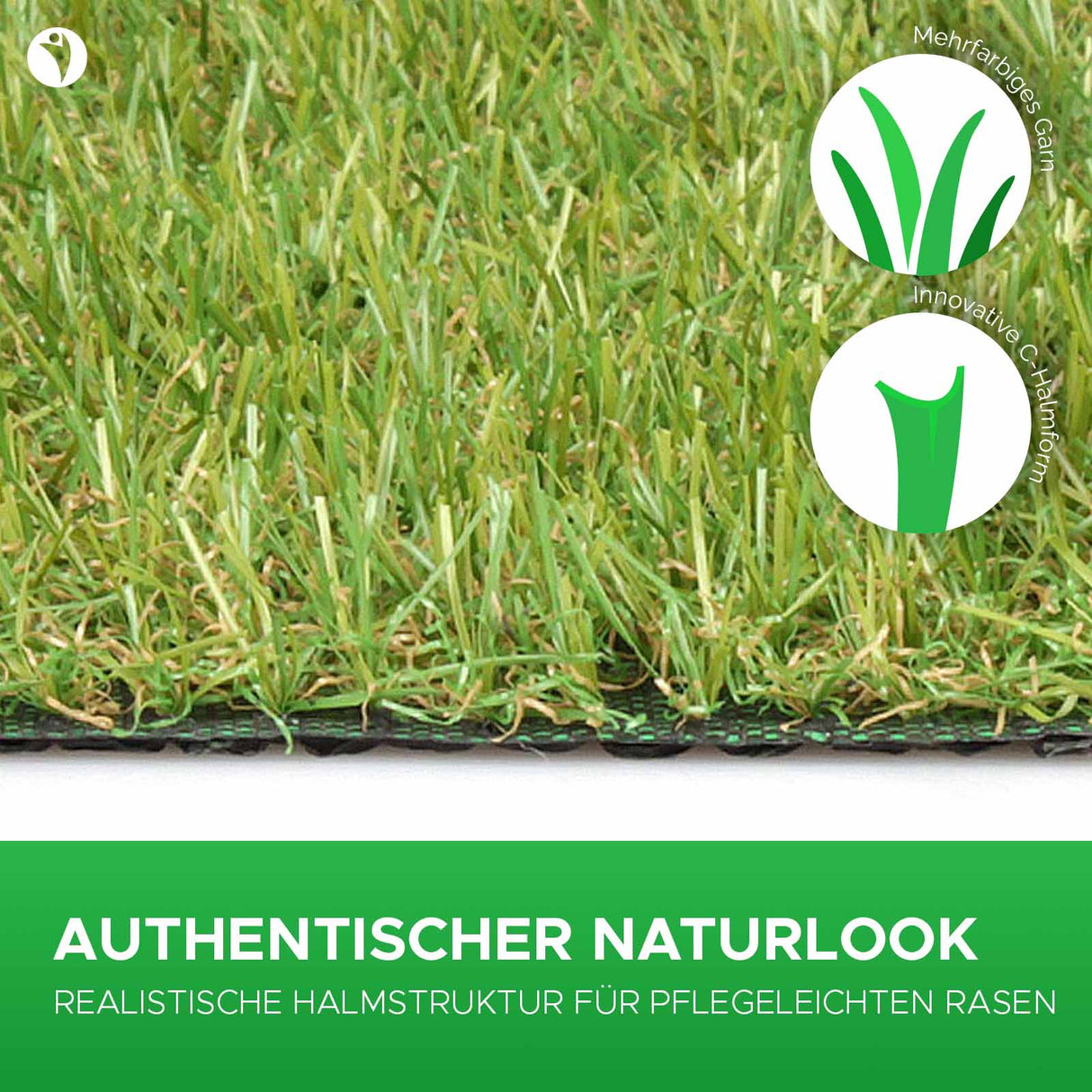 Kunstrasen VERDEO Nahaufnahme Authentischer Naturlook Mattenlager