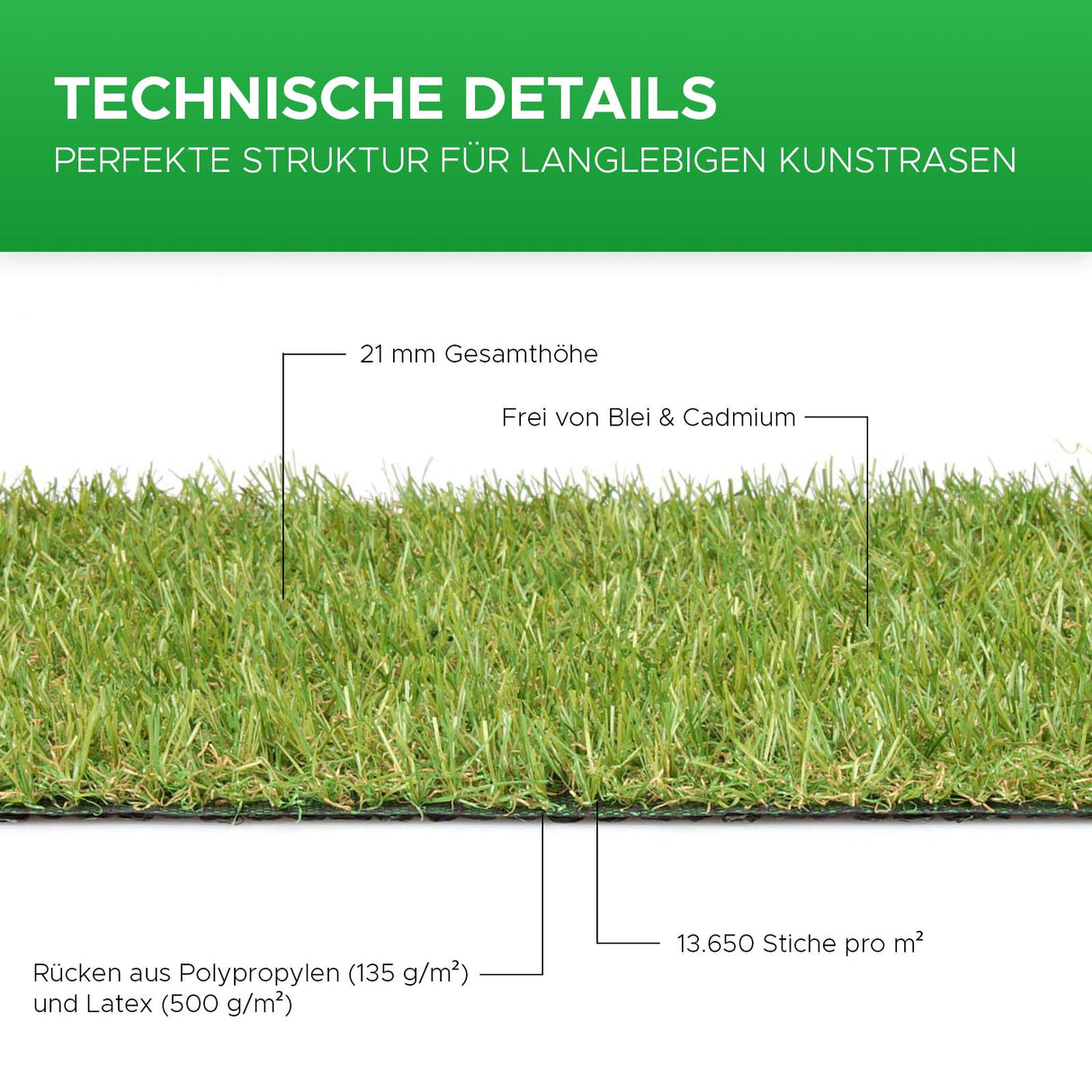 Kunstrasen VERDEO technische Details Mattenlager