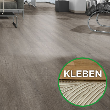 OAK PRO Bodendielen zum Kleben bei Mattenlager | 06 Eiche Aschgrau