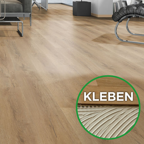 OAK PRO Bodendielen zum Kleben bei Mattenlager | 18 Eiche Natur