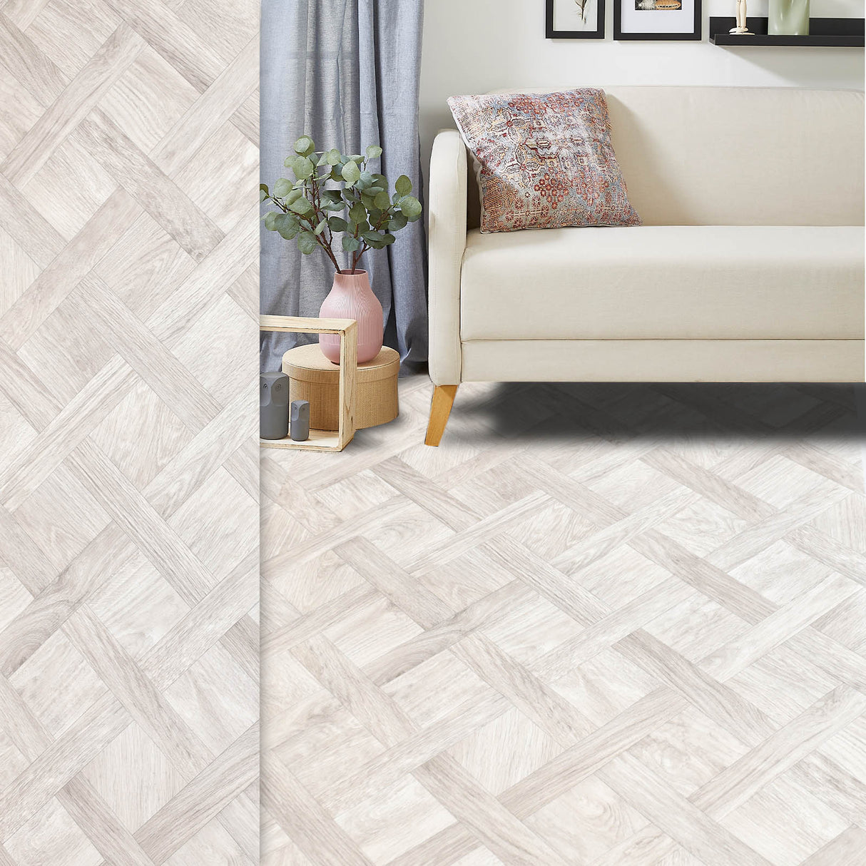 PVC-Bodenbelag BRIDE in Flechtparkett-Optik | Braun