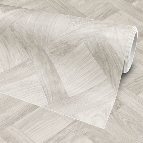 PVC-Bodenbelag BRIDE in Flechtparkett-Optik | Grau