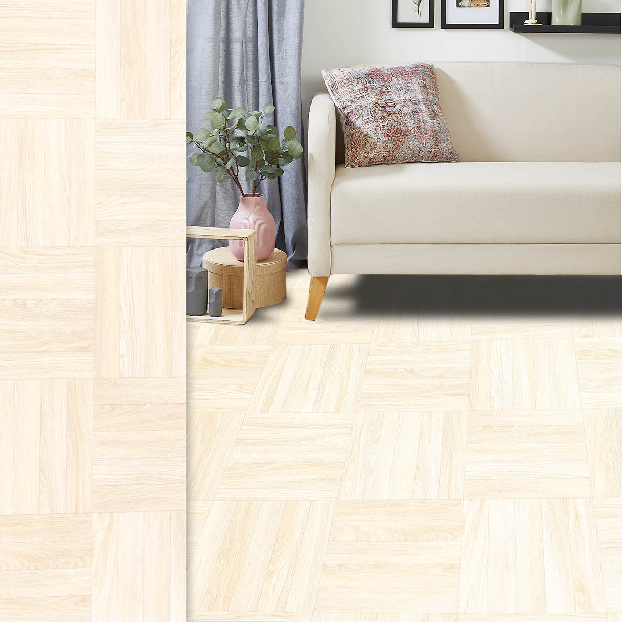 PVC-Bodenbelag DICE - Würfelparkett | Beige