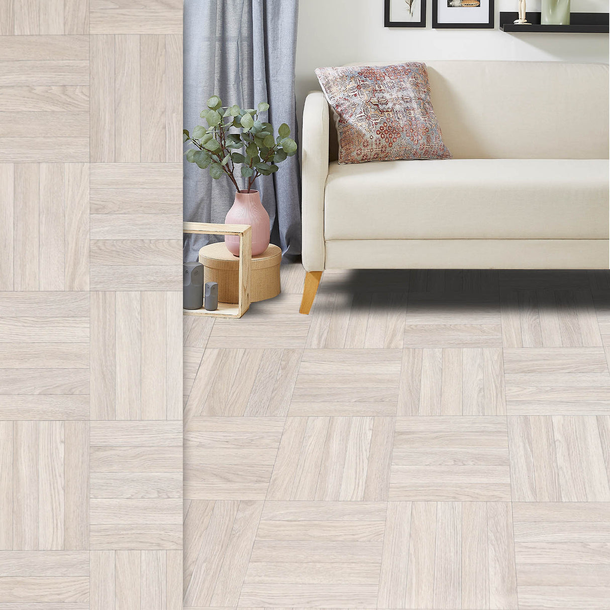 PVC-Bodenbelag DICE - Würfelparkett | Braun