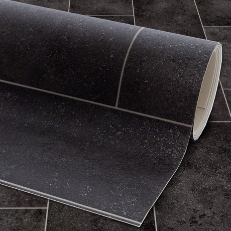 PVC-Bodenbelag in Fliesenoptik - Anthrazit 