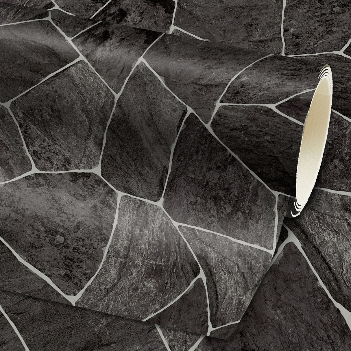 PVC Bodenbelag SHATTER von Mattenlager | Bruchstein Anthrazit 