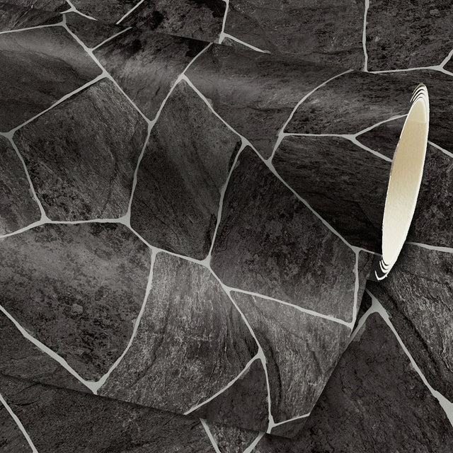 PVC Bodenbelag SHATTER von Mattenlager | Bruchstein Anthrazit 