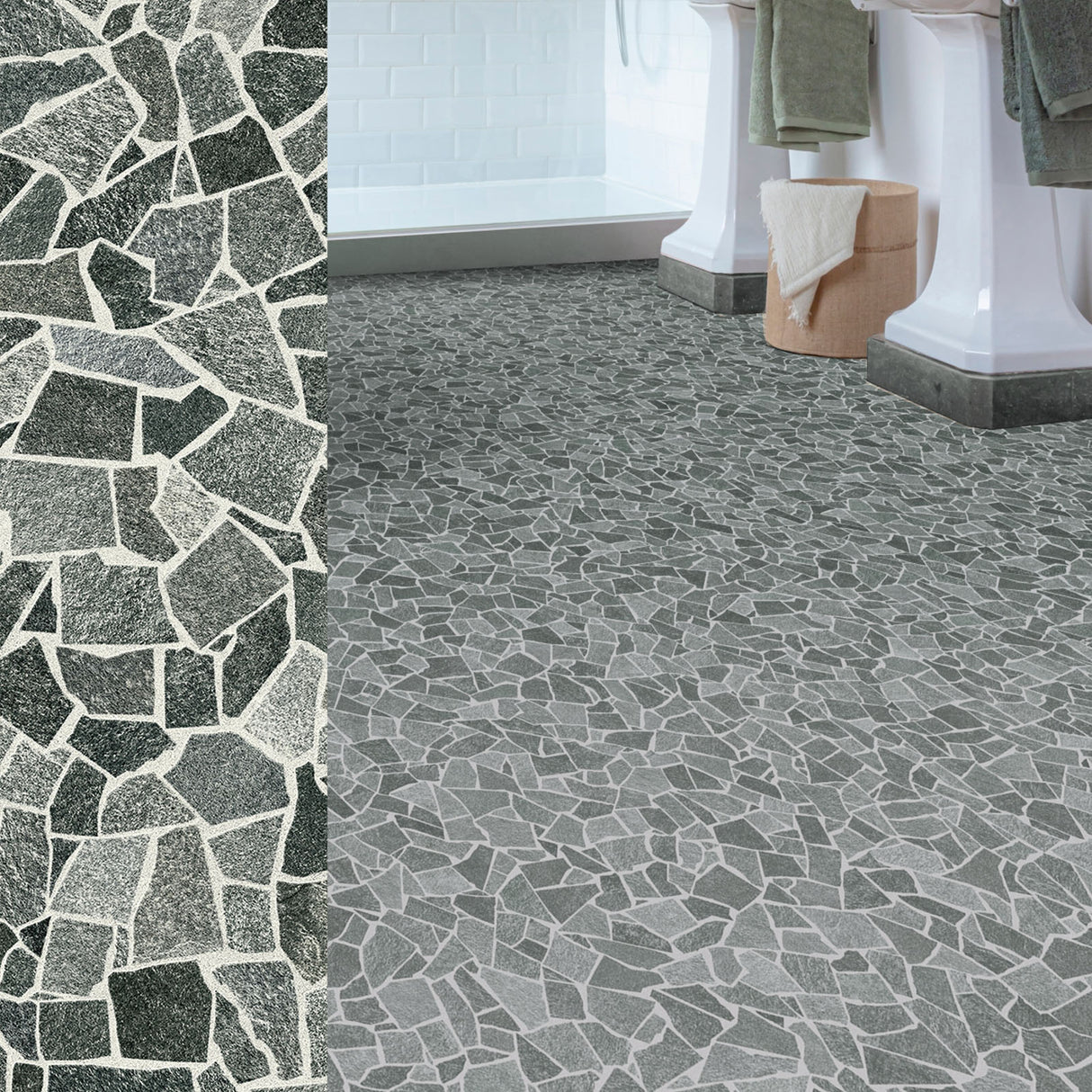 PVC Bodenbelag SHATTER von Mattenlager | Mosaik Dunkelgrau