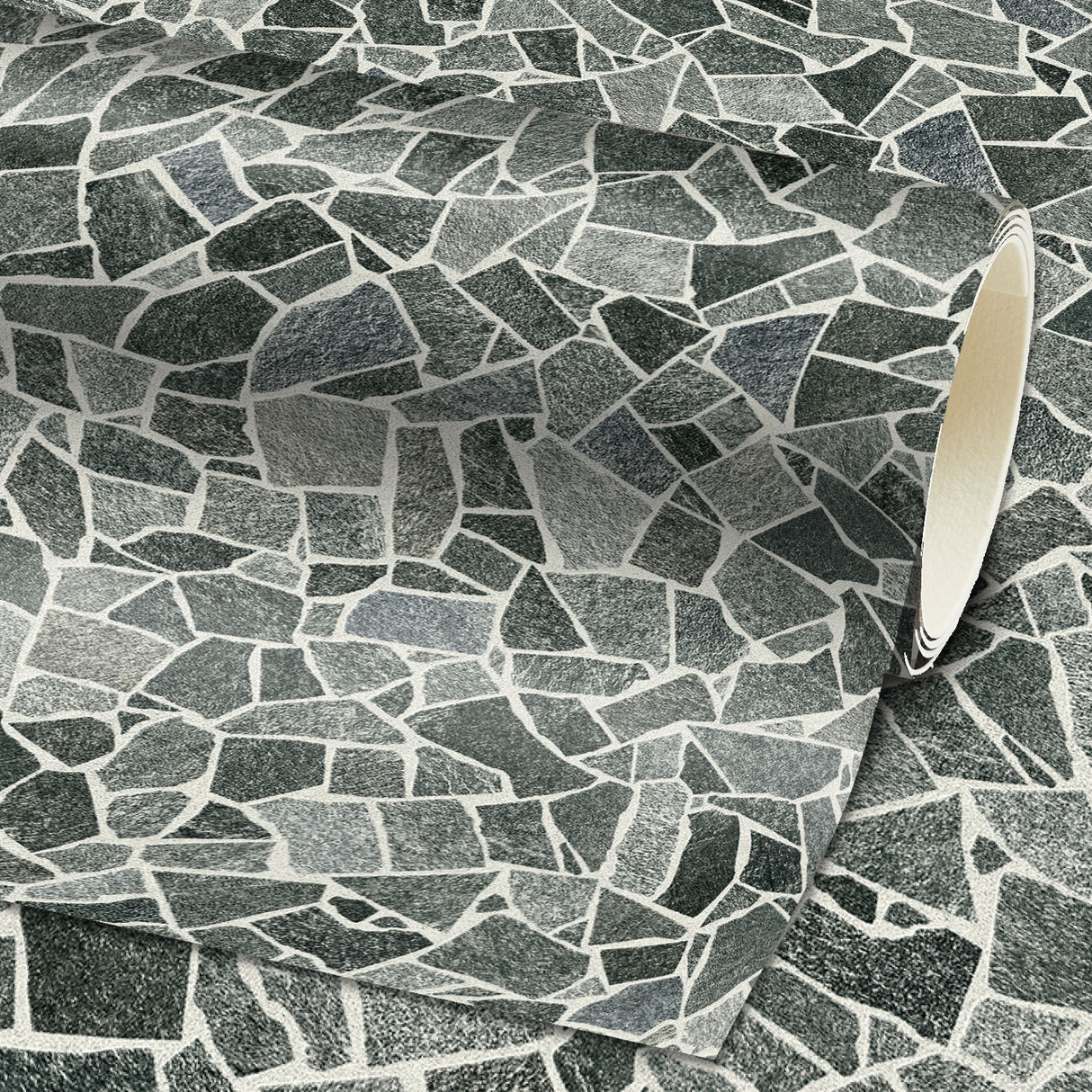 PVC Bodenbelag SHATTER von Mattenlager | Mosaik Dunkelgrau