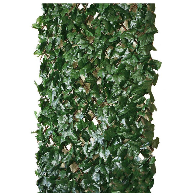 Holz Rankgitter LUMRA mit Kunstefeu Gesamtansicht | Mit Laub