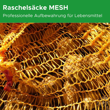 Raschelsäcke MESH Nahaufnahme Mattenlager