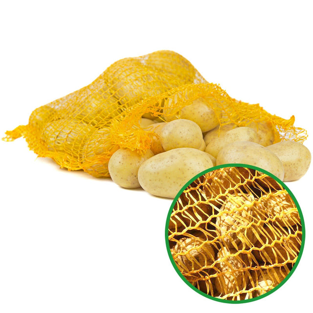 Raschelsäcke MESH Gesamtansicht Kartoffeln im Netz Mattenlager  