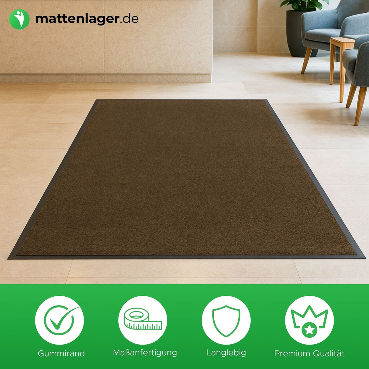 Schmutzfangmatte Premium - hochwertig & farbbrillant - Maßanfertigung in 100 Farben