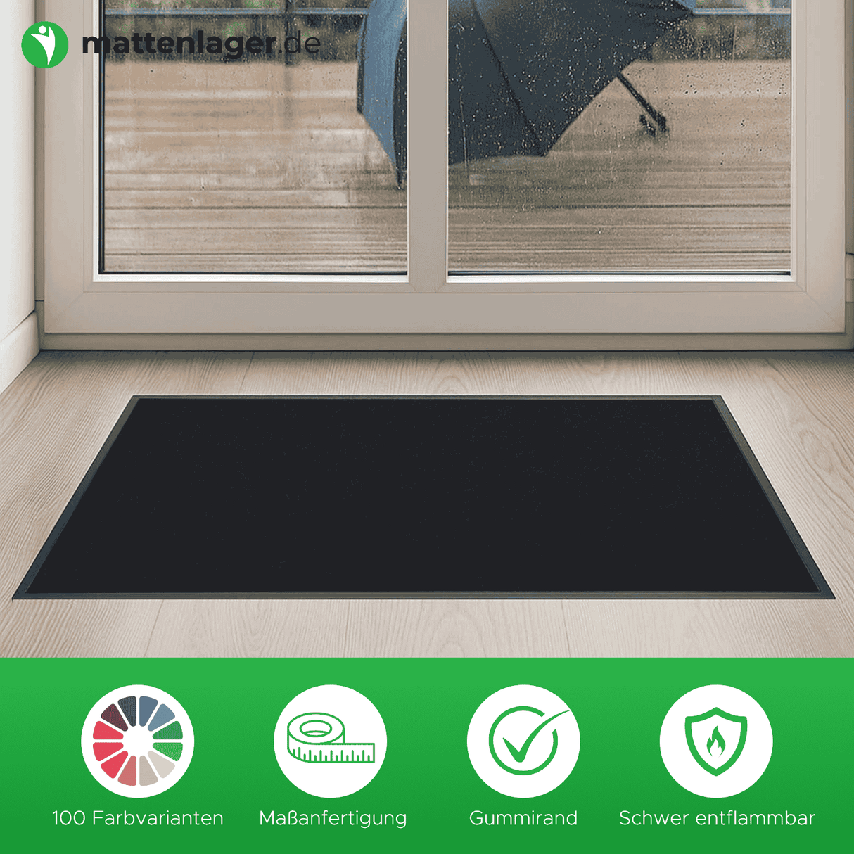 Premium Schmutzfangmatte PUBLIC nach Maß mit Brandschutz | 001 Schwarz