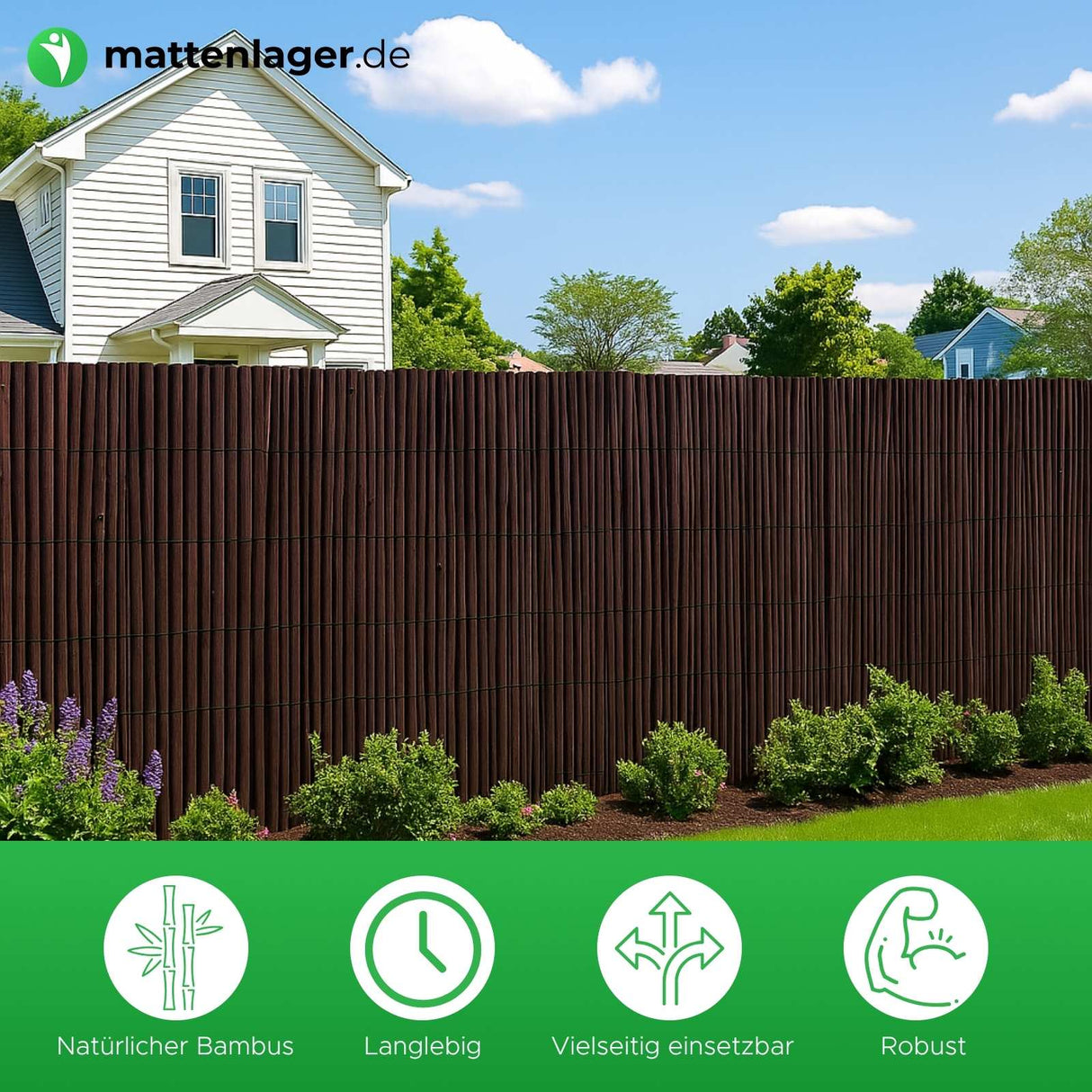 Bambus Sichschutzmatte LIAO BLACK in Anwendung