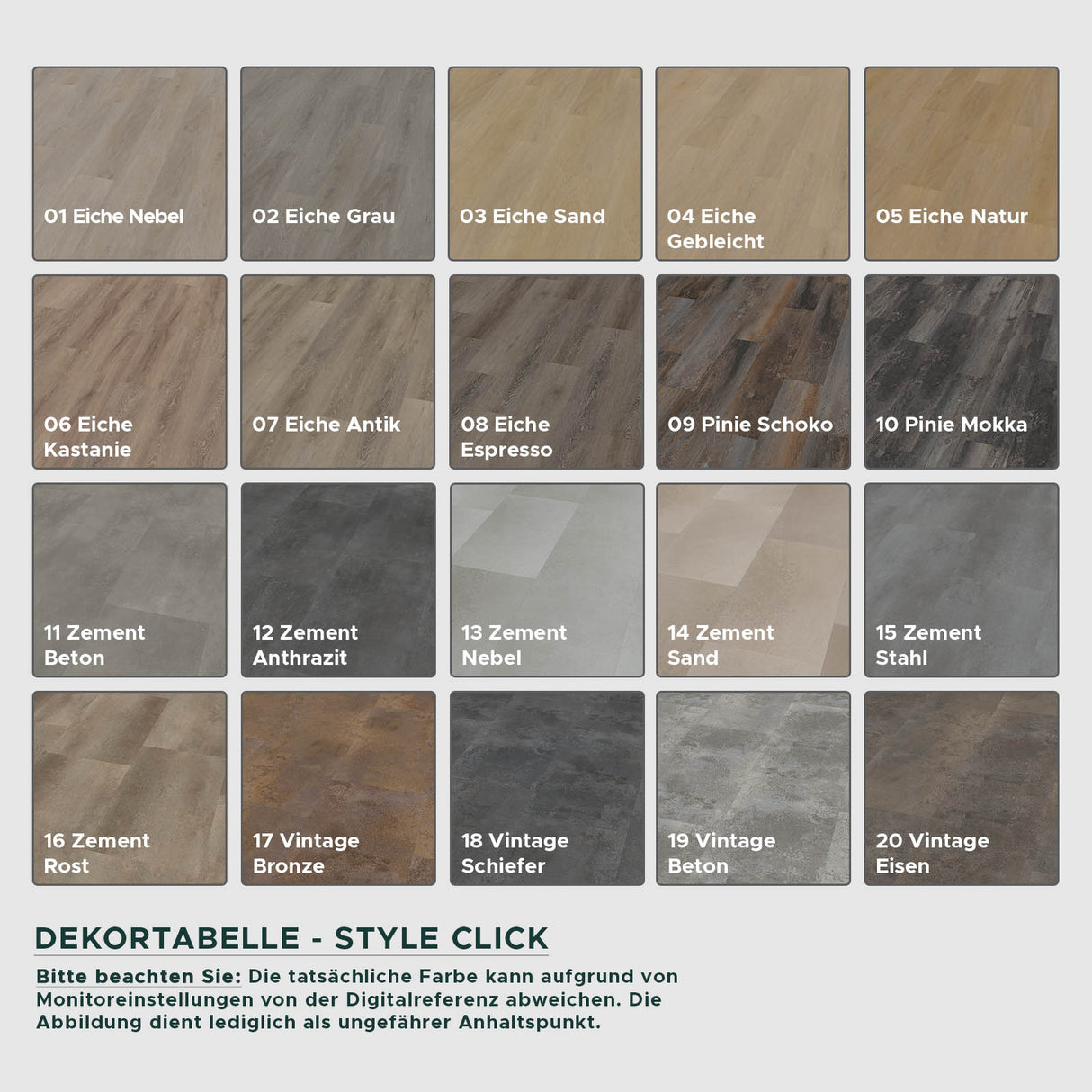 STYLE CLICK Bodendielen Dekortabelle | Info