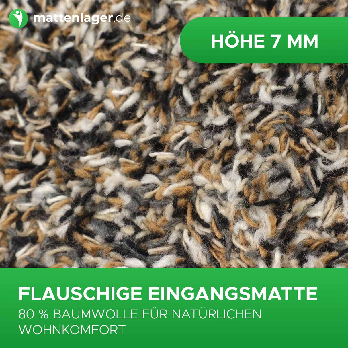 Eingangsmatten DEAN - saugfähige Baumwollmatte | Flausch Granit