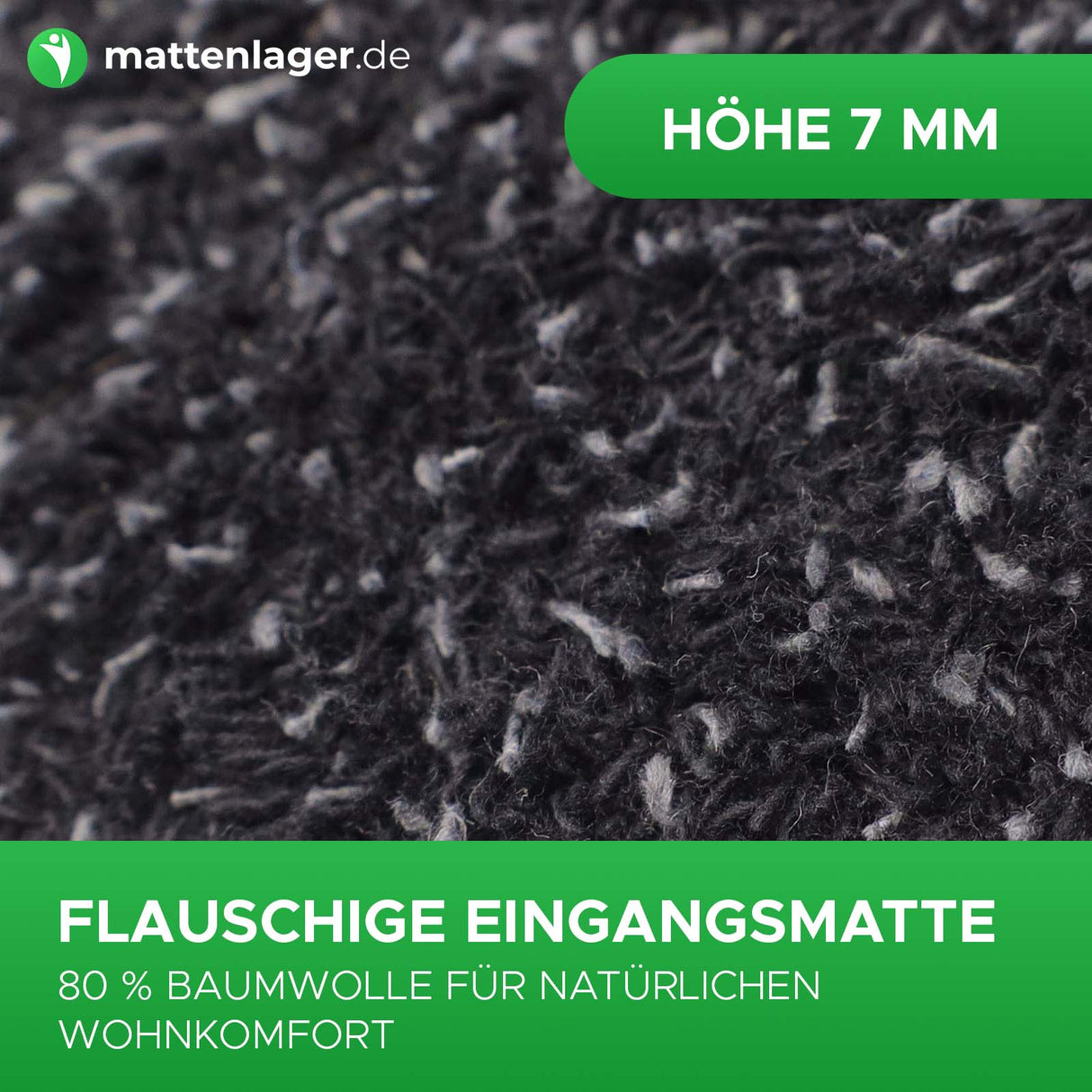 Eingangsmatten DEAN - saugfähige Baumwollmatte | Flausch Graphit