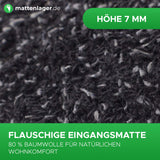 Eingangsmatten DEAN - saugfähige Baumwollmatte | Flausch Graphit