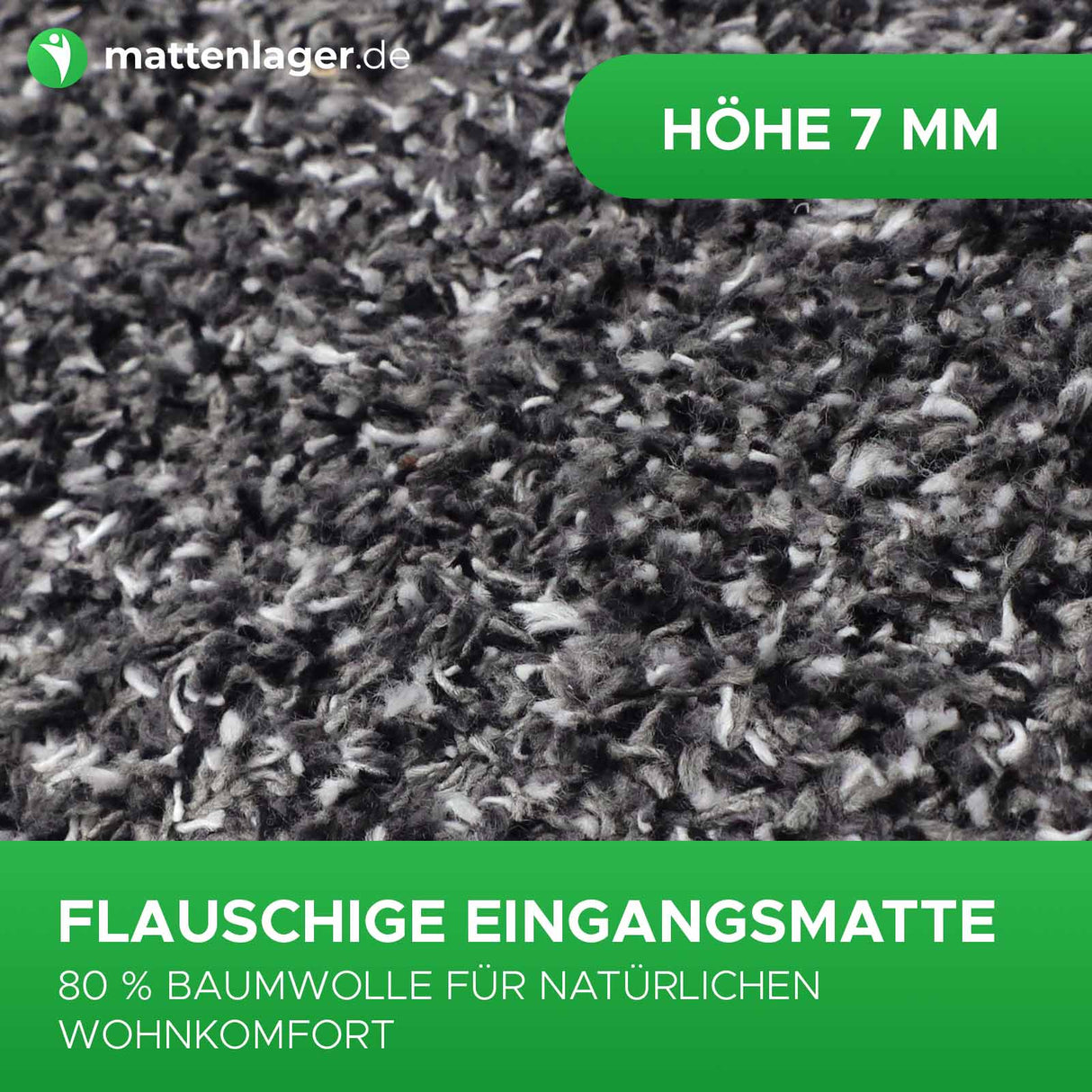 Eingangsmatten DEAN - saugfähige Baumwollmatte | Flausch Grau