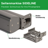 Seitenmarkise SIDELINE Montagezubehör Nahaufnahme Mattenlager