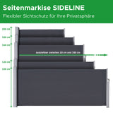 Seitenmarkise SIDELINE Produktabmessungen Mattenlager