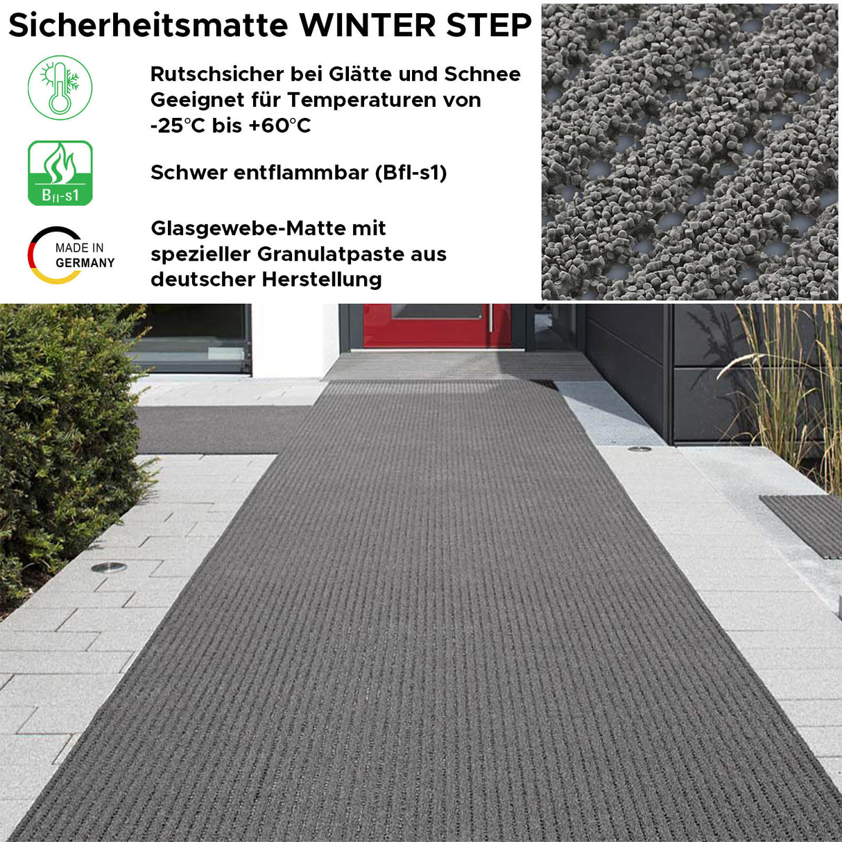 Sicherheitsmatte WINTER STEP Anwendung Eingangsbereich Mattenlager | Hellgrau