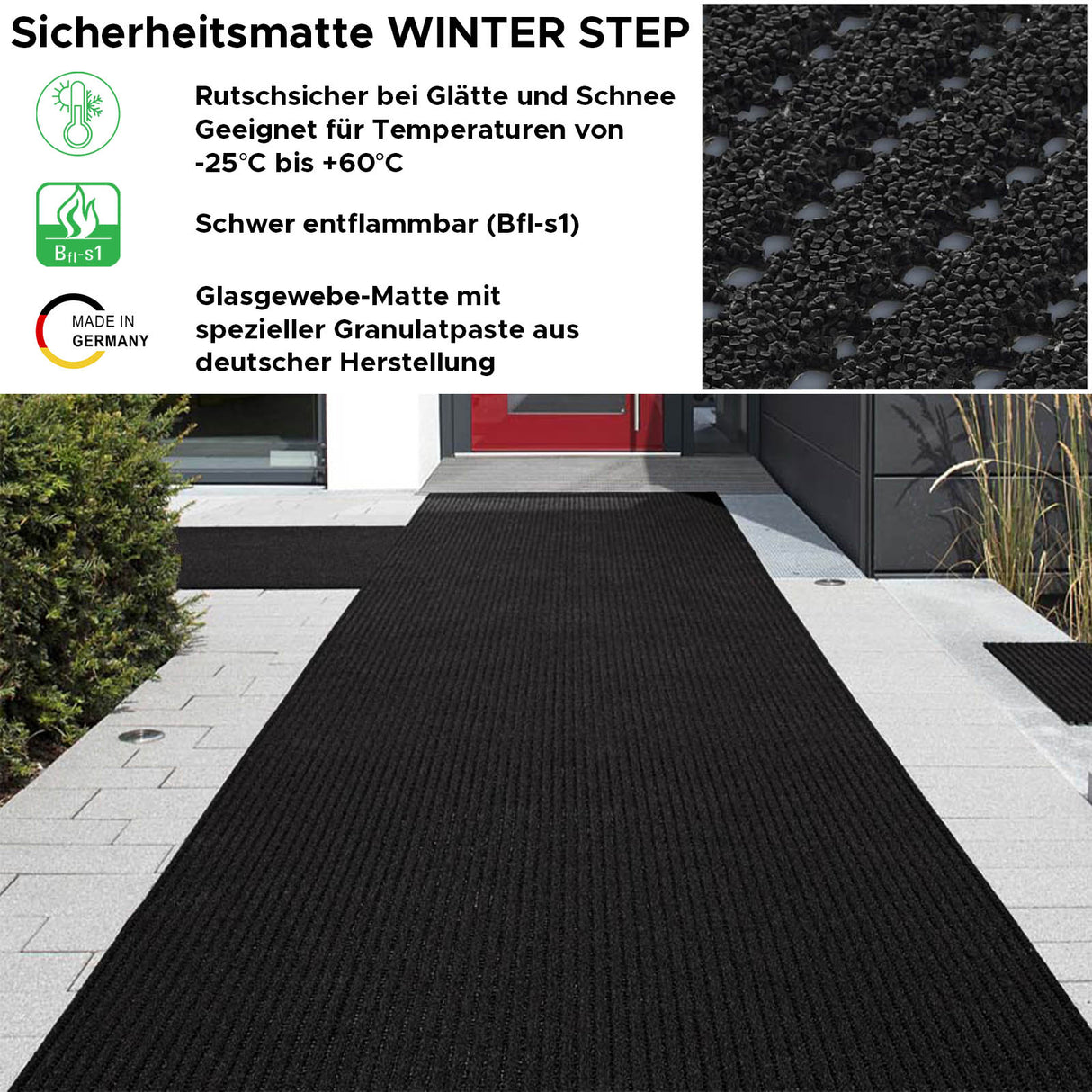 Sicherheitsmatte WINTER STEP Anwendung Eingangsbereich Mattenlager | Schwarz