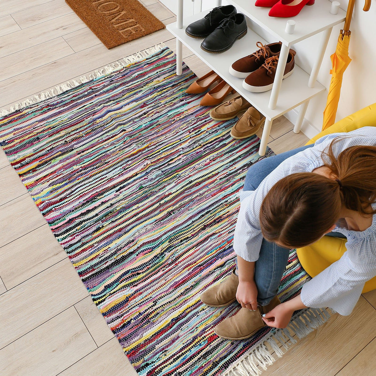 Flickenteppich HOLI - bunter Baumwollteppich